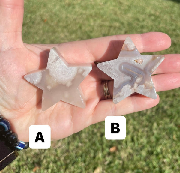 Flower Agate Star Crystal Carving