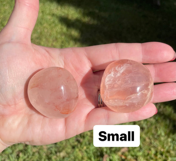 Fire Hematoid Quartz Crystal Palm Stone