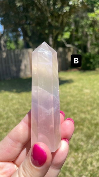 Angel Aura Rose Quartz Crystal Tower