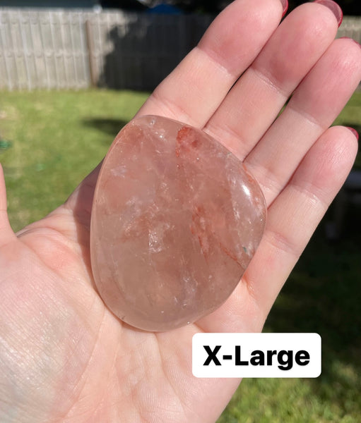 Fire Hematoid Quartz Crystal Palm Stone