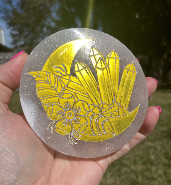 Selenite Moon Crystal Charging Plate