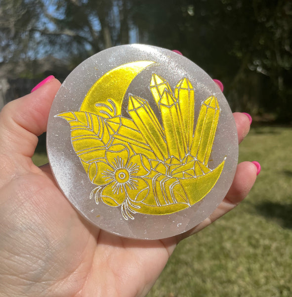 Selenite Moon Crystal Charging Plate