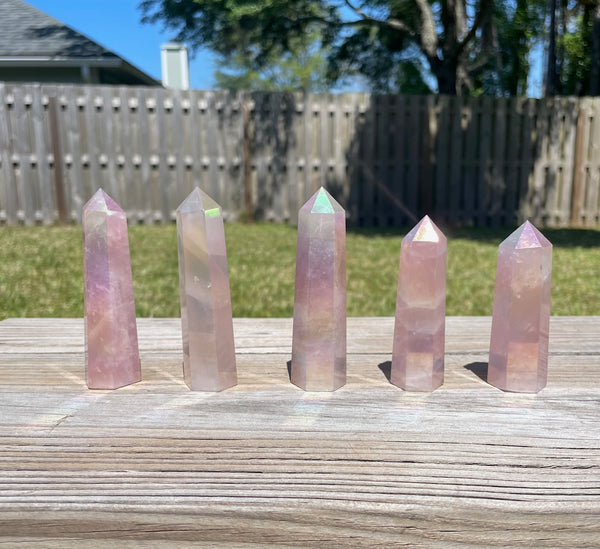Angel Aura Rose Quartz Crystal Tower