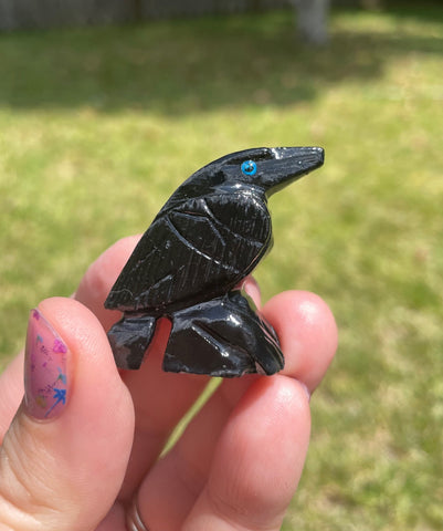 Black Onyx Small Raven Crystal Carving