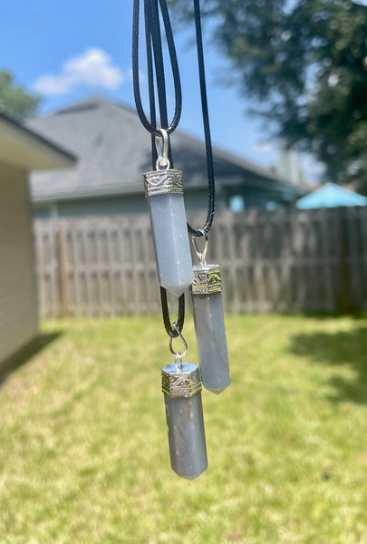 Angelite Point Necklace With Cord Chain
