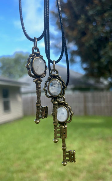 Moonstone Key Pendant Necklace Hecate