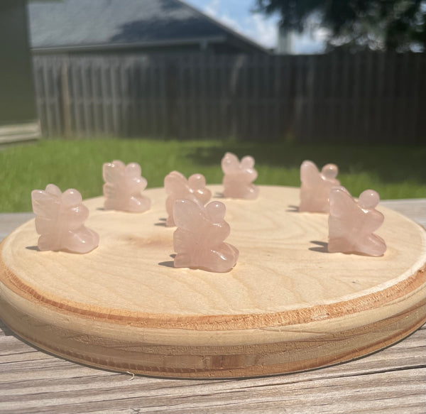 Fairy Rose Quartz Crystal Carving