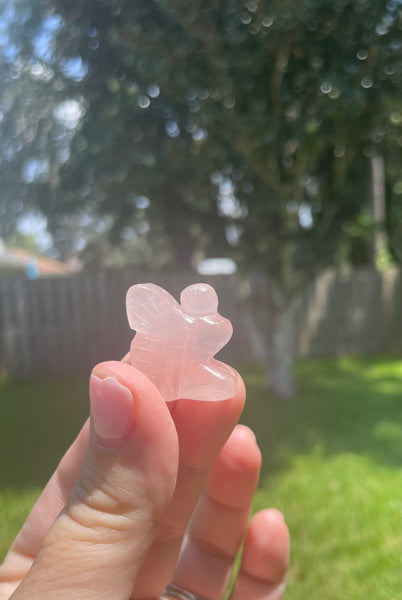 Fairy Rose Quartz Crystal Carving