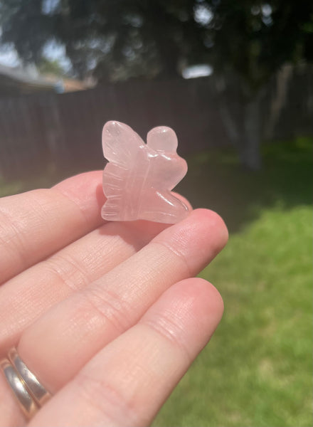 Fairy Rose Quartz Crystal Carving