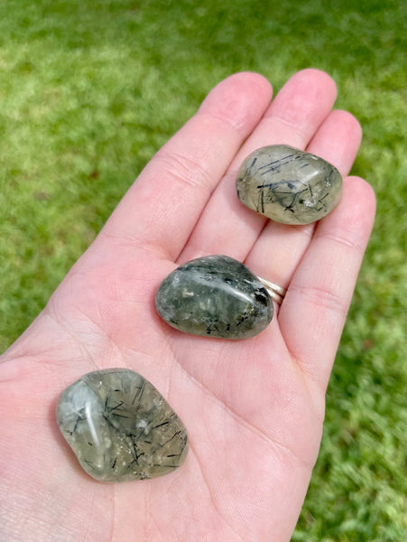 Prehnite With Epidote Tumbled Crystal