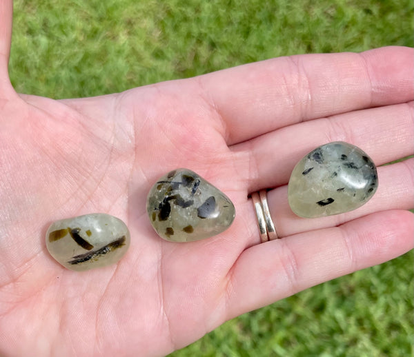 Prehnite With Epidote Tumbled Crystal