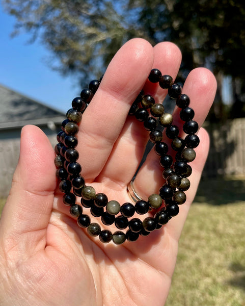 Obsidian Gold Sheen Crystal Bracelet