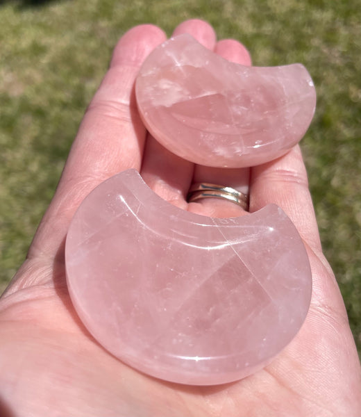 Rose Quartz Pink Crescent Moon Bowl