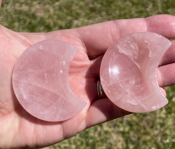 Rose Quartz Pink Crescent Moon Bowl