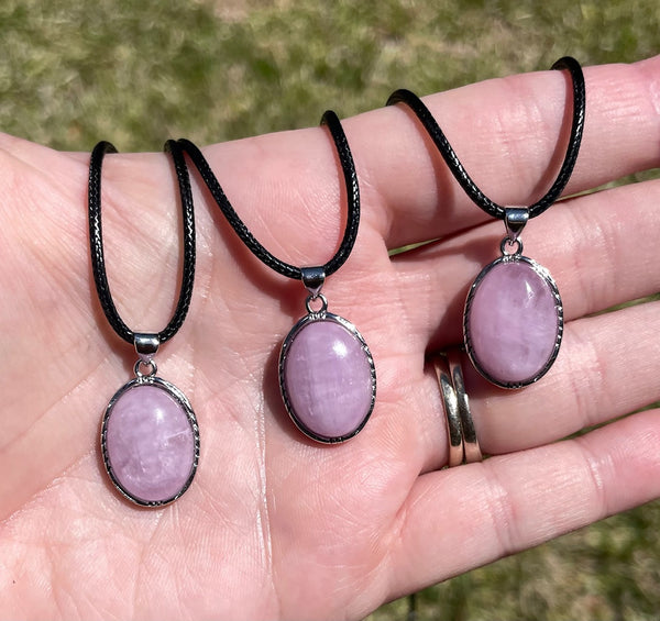 Kunzite Crystal Pendant Necklace