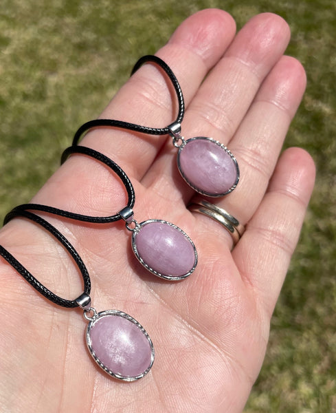 Kunzite Crystal Pendant Necklace