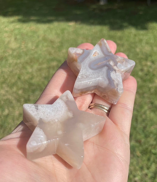 Flower Agate Star Crystal Carving