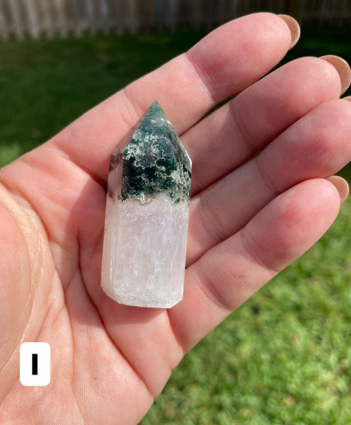 Moss Agate Crystal Tower