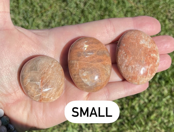Peach Moonstone Palm Stone