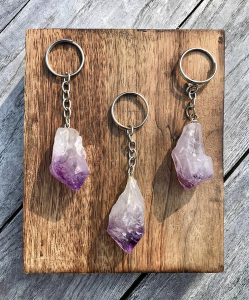 Raw Amethyst Keychain