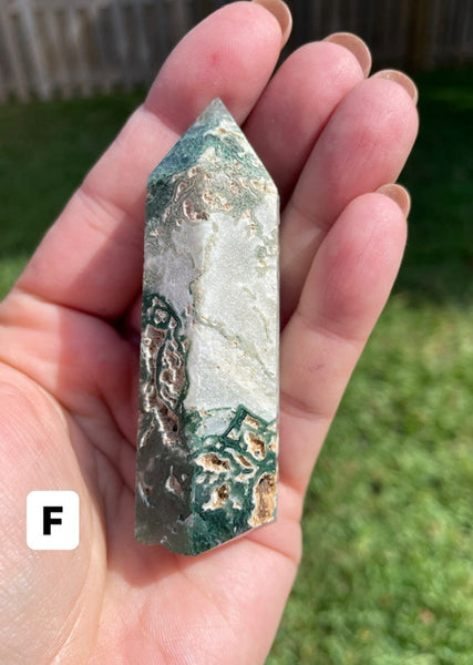 Moss Agate Crystal Tower