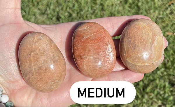 Peach Moonstone Palm Stone
