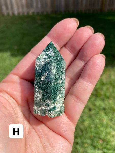 Moss Agate Crystal Tower