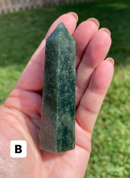 Moss Agate Crystal Tower