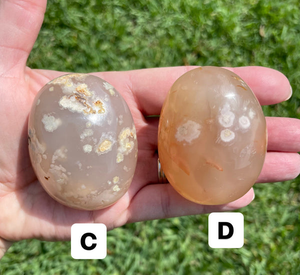 Flower Agate Large Palm Stone Choose Your Own