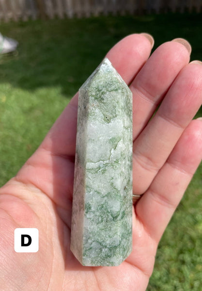Moss Agate Crystal Tower
