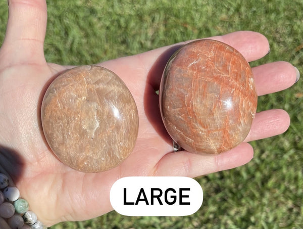 Peach Moonstone Palm Stone