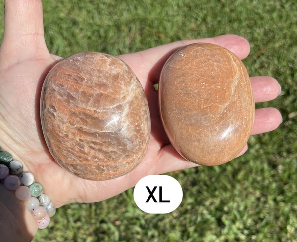 Peach Moonstone Palm Stone