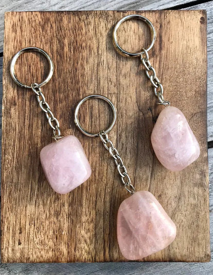 Rose Quartz Crystal Keychain