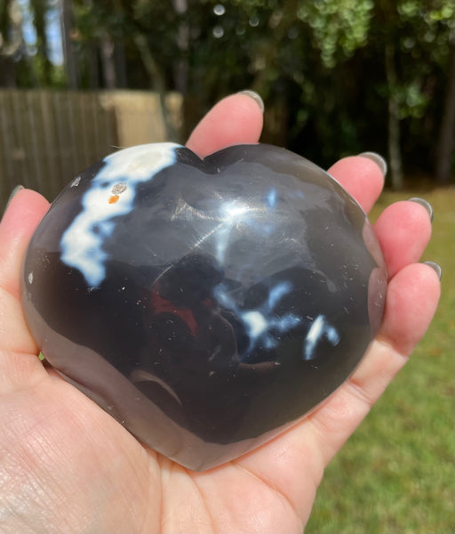 Large Orca Agate Heart Crystal Carving 15.8 oz