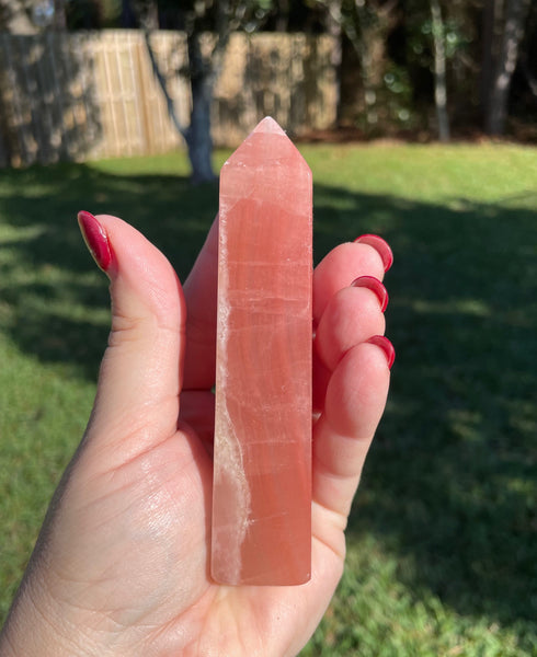 Rose Calcite Crystal Obelisk