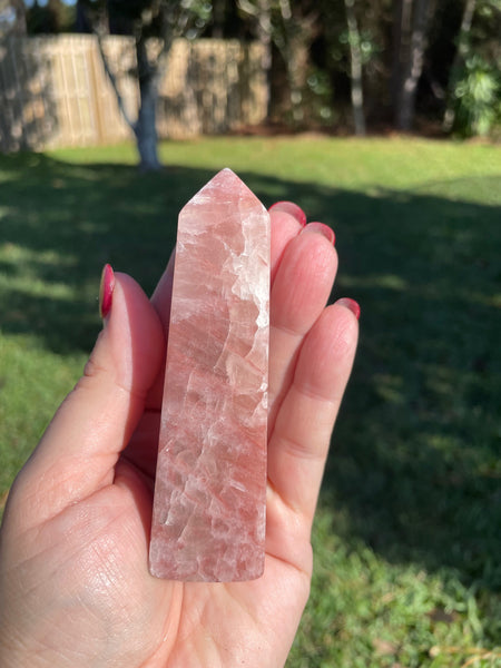 Rose Calcite Crystal Obelisk
