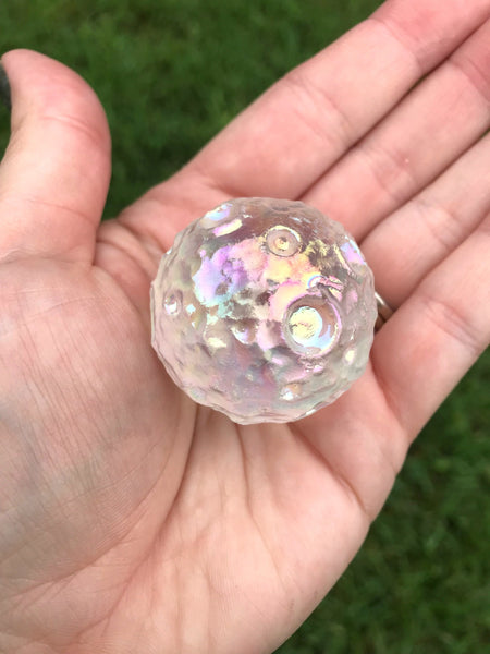 Angel Aura Clear Quartz Moon Carving Sphere