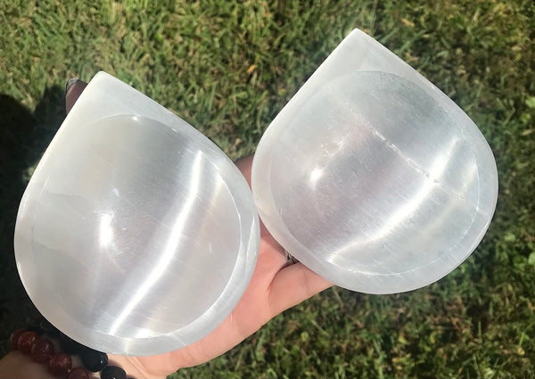 Selenite Teardrop Shaped Bowl