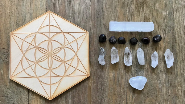 Grounding Strength Resilience. Crystal Grid Kit