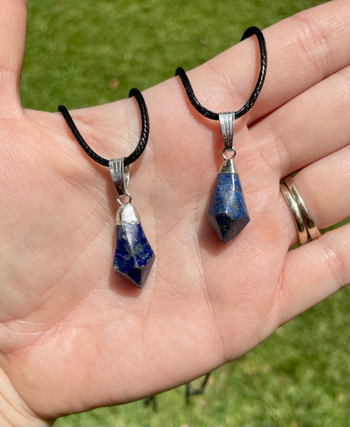Lapis Lazuli Crystal Necklace With Cord Chain