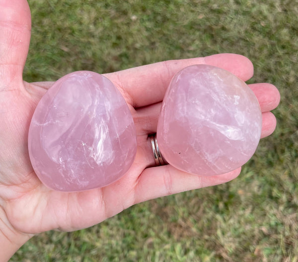 Rose Quartz Crystal Palm Stone