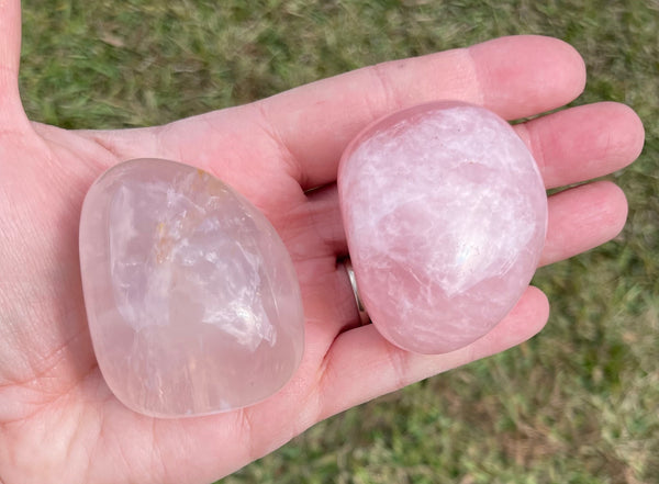 Rose Quartz Crystal Palm Stone