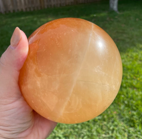 Huge Honey Calcite Crystal Sphere 5+ Pounds