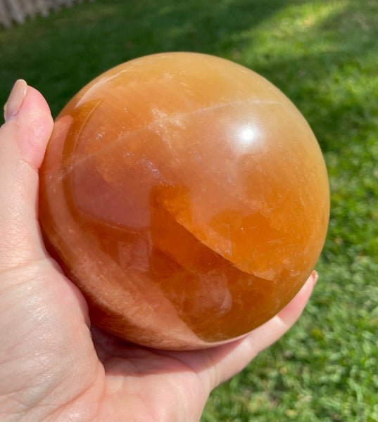 Huge Honey Calcite Crystal Sphere 5+ Pounds