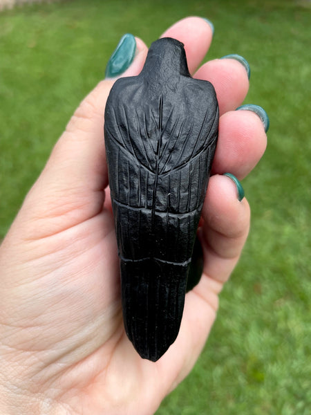Black Obsidian Crow Crystal Carving