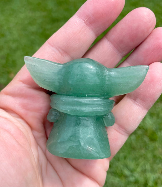 Baby Yoda Grogu Eating Frog Aventurine Crystal Carving