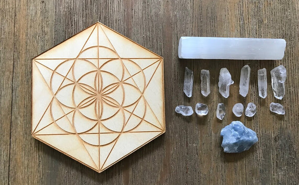Throat Chakra MINI Crystal Grid Kit