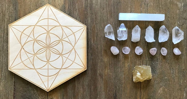 Uplifting Happiness Joy Crystal Grid Kit