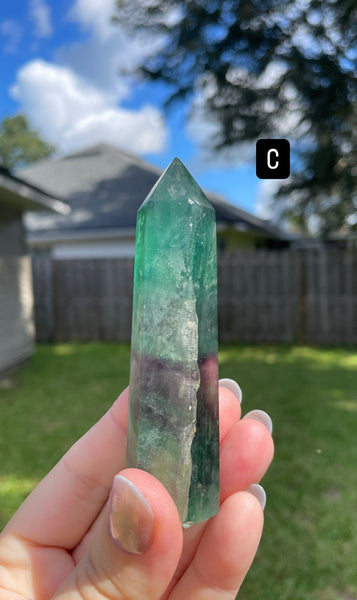 Green Rainbow Fluorite Crystal Generator Tower