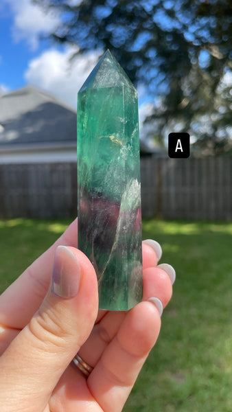 Green Rainbow Fluorite Crystal Generator Tower